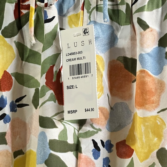 NWT Lush Floral Ruffle Strap Maxi Dress Womens Sz Large Summer Tropical - Picture 6 of 6